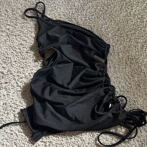 Black Ruched Cutout Dress